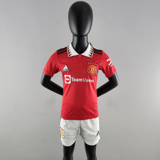 Kids Manchester United 2022/23 Home Jersey & Shorts