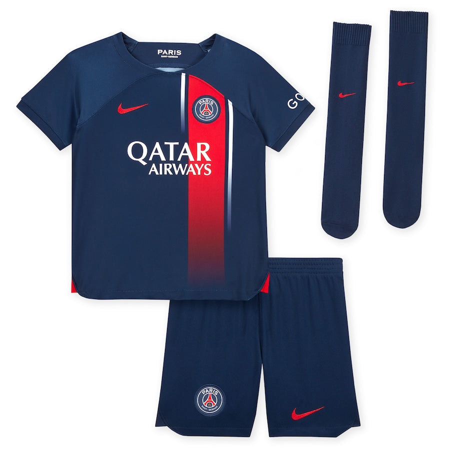 Kids PSG Kylian Mbappe Full Kit 2023/24 Home Jersey & Shorts