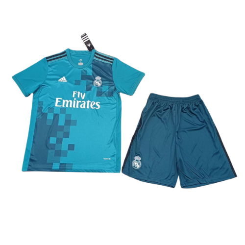Retro Kids Real Madrid 17/18 Blue Jersey With Shorts