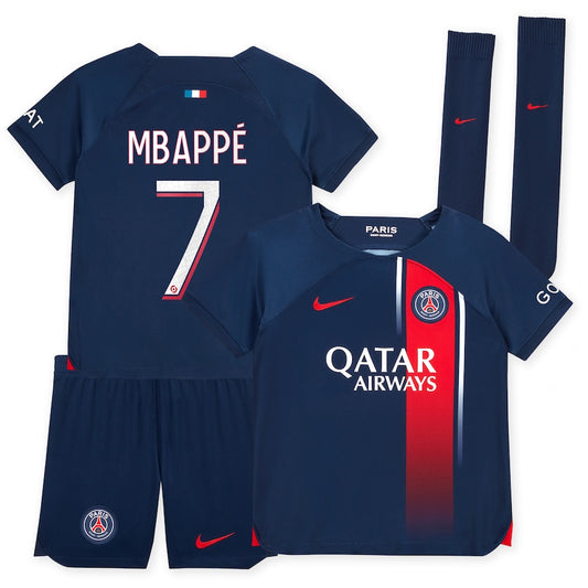 Kids PSG Kylian Mbappe Full Kit 2023/24 Home Jersey & Shorts